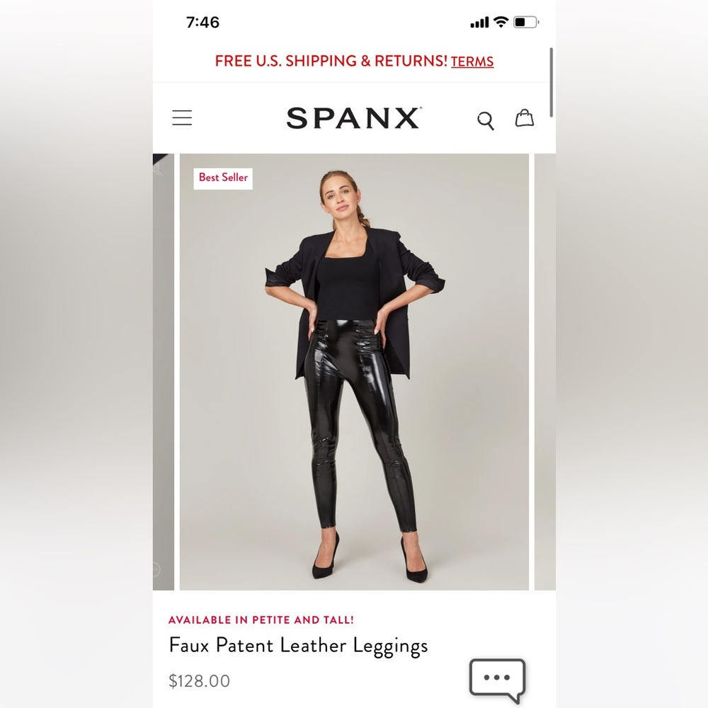 Spanx Faux Patent Leather Leggings medium tall